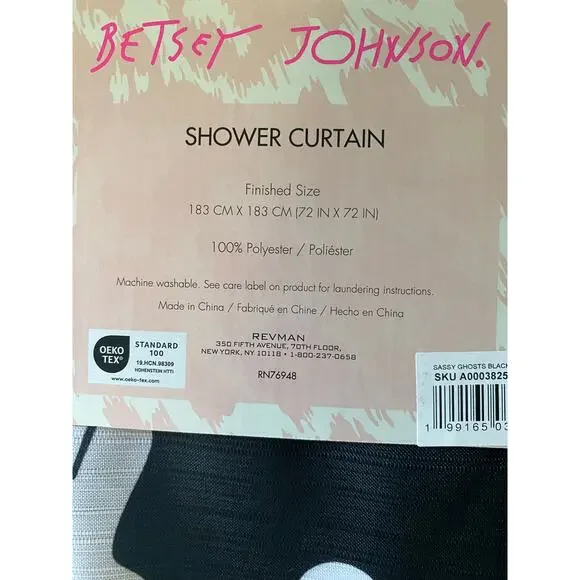 Pink Bow Ghosts Shower Curtain by Betsey Johnson 72x72 | Halloween - Picture 4 of 4